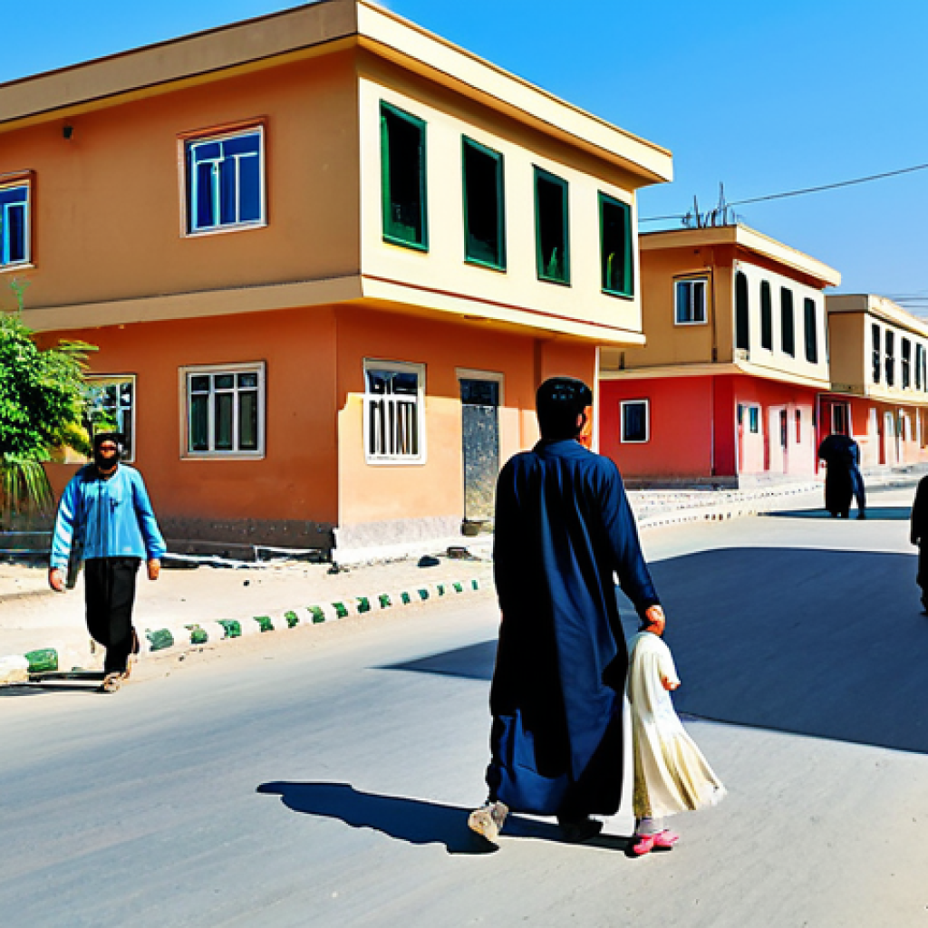 "A family-friendly scene depicting a clean and tidy neighborhood street in Pakistan, showcasing children playing safely, with colorful houses in the background, fully clothed residents maintaining the area, clear blue skies, safe for work, appropriate content, professional photography, perfect anatomy, natural proportions, modest clothing."
