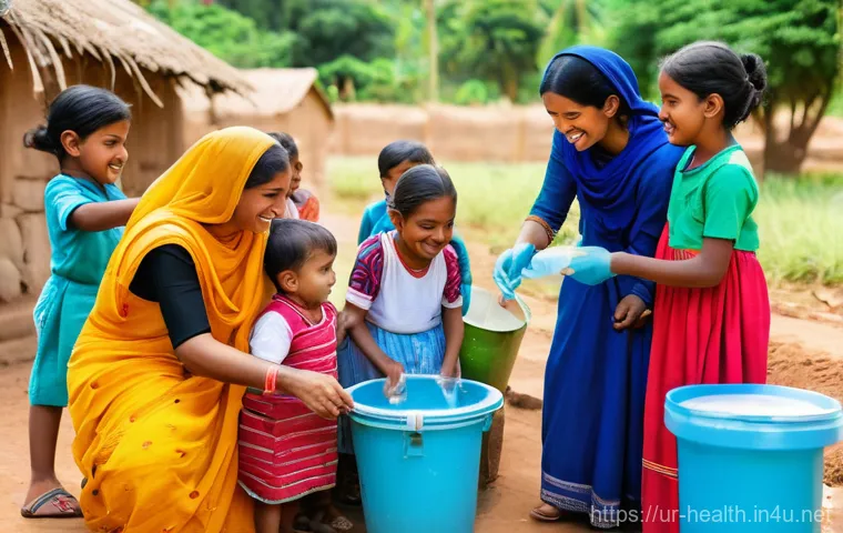 보건학과 WHO - **Prompt:** A vibrant and hopeful scene depicting a diverse group of families, including children an...